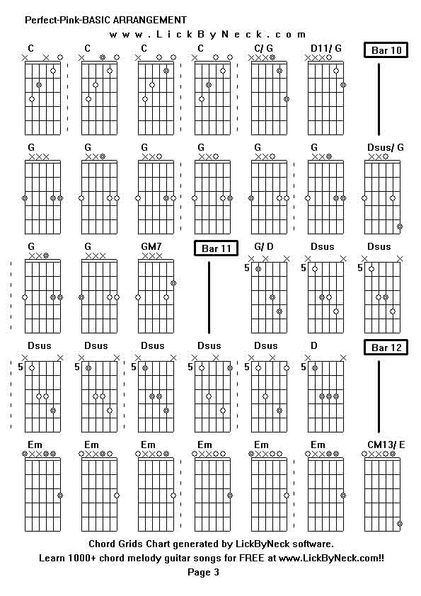 Chord Grids Chart of chord melody fingerstyle guitar song-Perfect-Pink-BASIC ARRANGEMENT,generated by LickByNeck software.